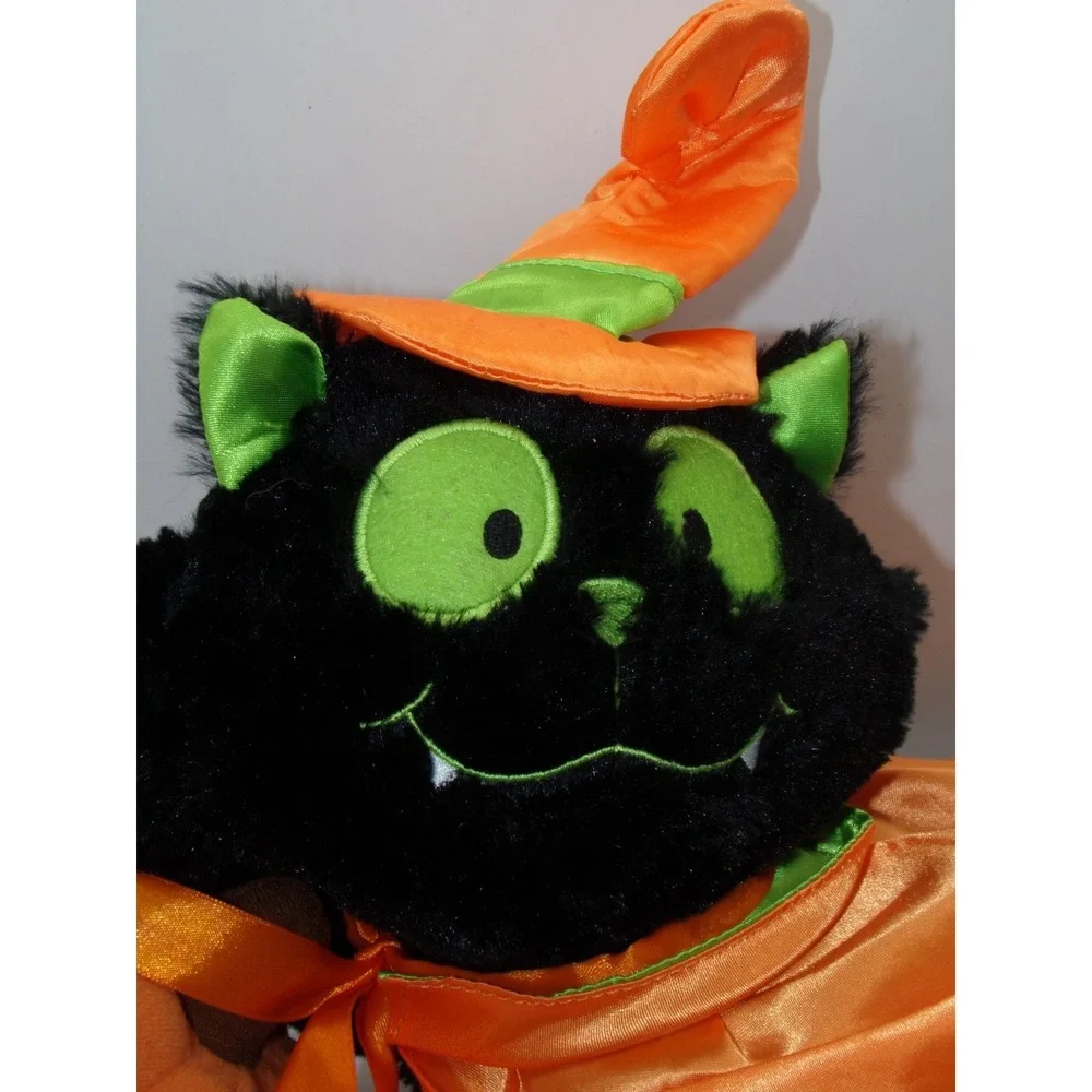 Halloween Black Cat Pumpkin Plush Animated Sings Moves to Black Magic Woman Song